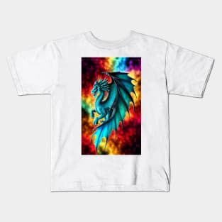 King Dragon Fire Turquoise Kids T-Shirt